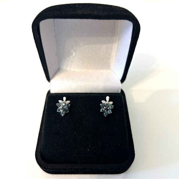 NIB genuine blue sapphires 925 sterling silver stud earrings Septemberbirthstone - Picture 7 of 13